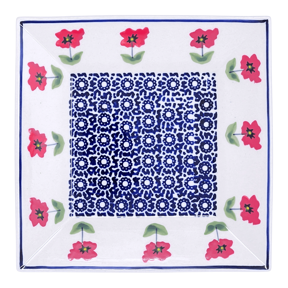Plate, Square, Dessert, 7" in "Poppy Garden" by Manufaktura | T158T-EJ01