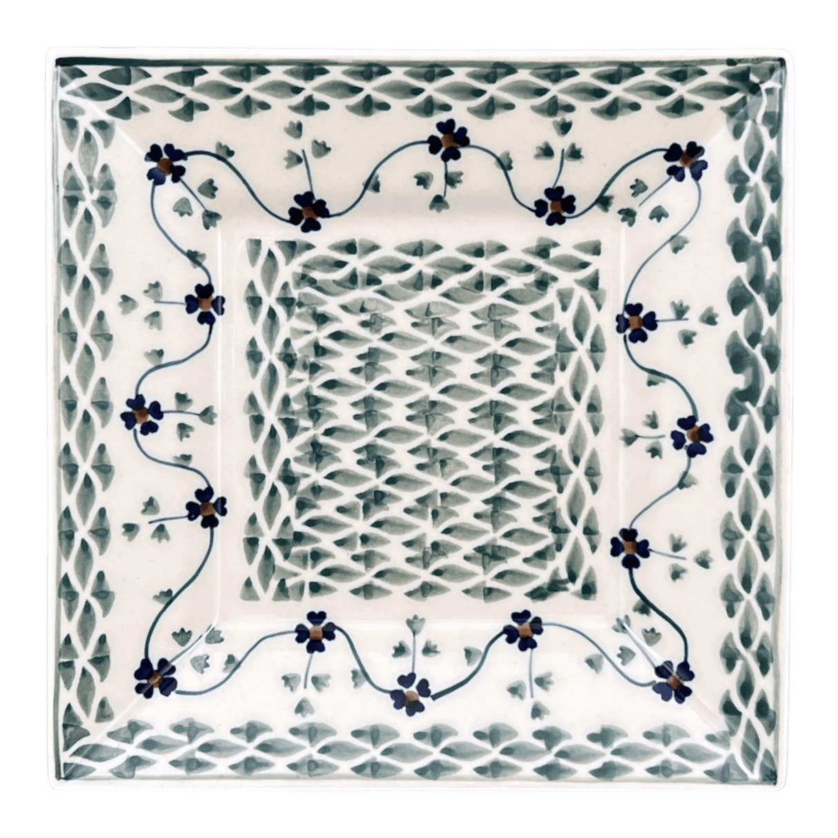 Plate, Square, Dessert, 7" in "Woven Pansies" by Manufaktura | T158T-RV