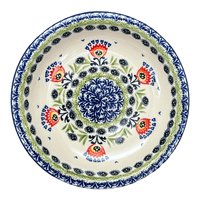 A picture of a Polish Pottery 9.25" Pasta Bowl (Floral Fans) | T159S-P314 as shown at PolishPotteryOutlet.com/products/9-25-pasta-bowl-floral-fans-t159s-p314