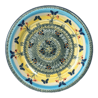 A picture of a Polish Pottery 9.25" Pasta Bowl (Butterflies in Flight) | T159S-WKM as shown at PolishPotteryOutlet.com/products/9-25-pasta-bowl-butterflies-in-flight-t159s-wkm