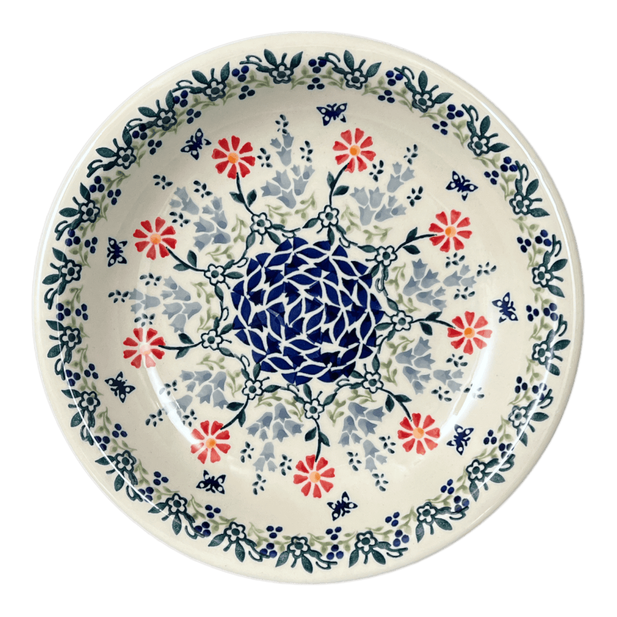 Bowl, Round, Pasta, 9.25" Bowl in "Butterfly Blossoms" by Manufaktura | T159T-MM02