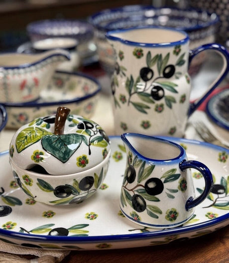 Bowl, Apple-Shaped, Sugar Bowl, 4.5". WR, WR (WR9C) in "Olive Grove" by W.R. Ceramika | WR9C-WR56
