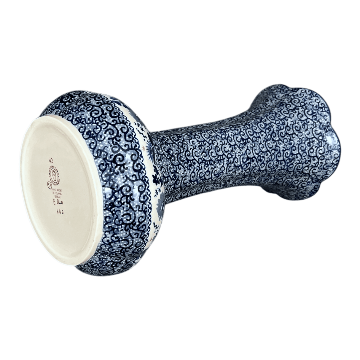 Vase, Tulip Lipped, 12.5" in "Blue Life" by Manufaktura | W014S-EO39