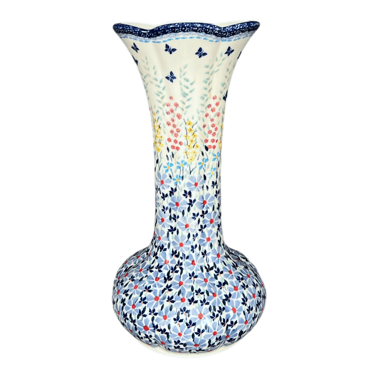 Vase, Tulip Lipped, 12.5" in "Butterfly Bounty" by Manufaktura | W014S-WK76