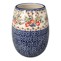A picture of a Polish Pottery 8" Vase (Poppy Persuasion) | W020S-P265 as shown at PolishPotteryOutlet.com/products/8-vase-poppy-persuasion-w020s-p265