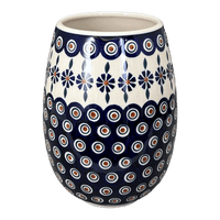 A picture of a Polish Pottery 8" Vase (Floral Peacock) | W020T-54KK as shown at PolishPotteryOutlet.com/products/8-vase-floral-peacock-w020t-54kk