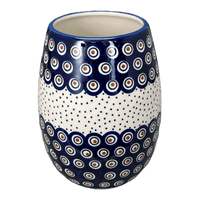 A picture of a Polish Pottery 8" Vase (Peacock Dot) | W020U-54K as shown at PolishPotteryOutlet.com/products/8-vase-peacock-dot-w020u-54k