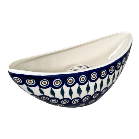 Vase, Oval, Frog Insert, 10.5" x 4.5" in "Peacock" by Manufaktura | W022T-54