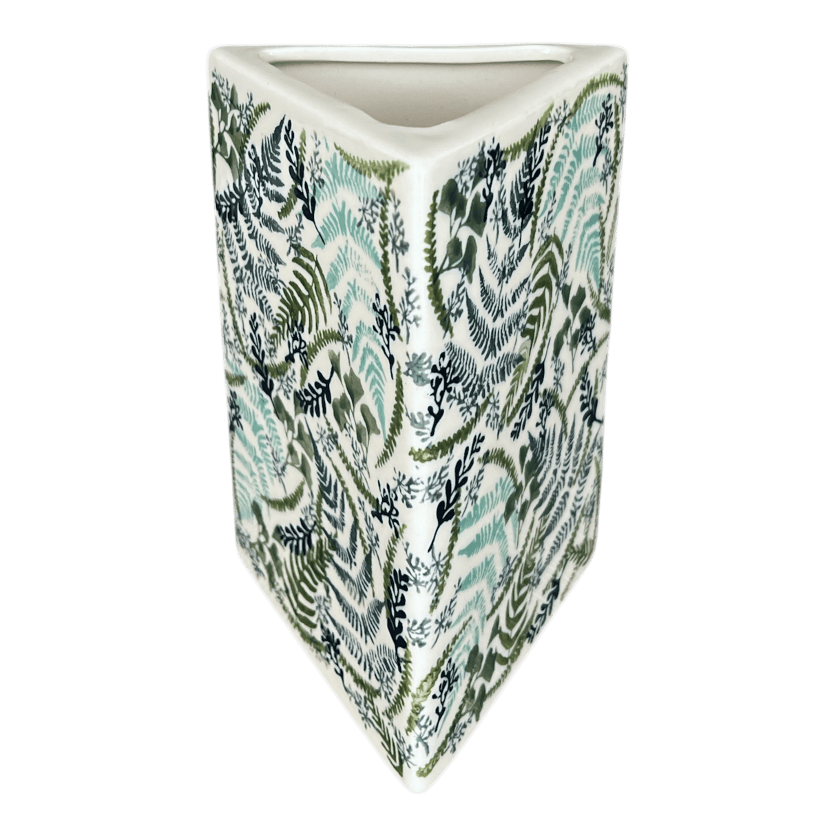 Vase, Triangular, 8" x 4.75" in "Scattered Ferns" by Manufaktura | W027S-GZ39