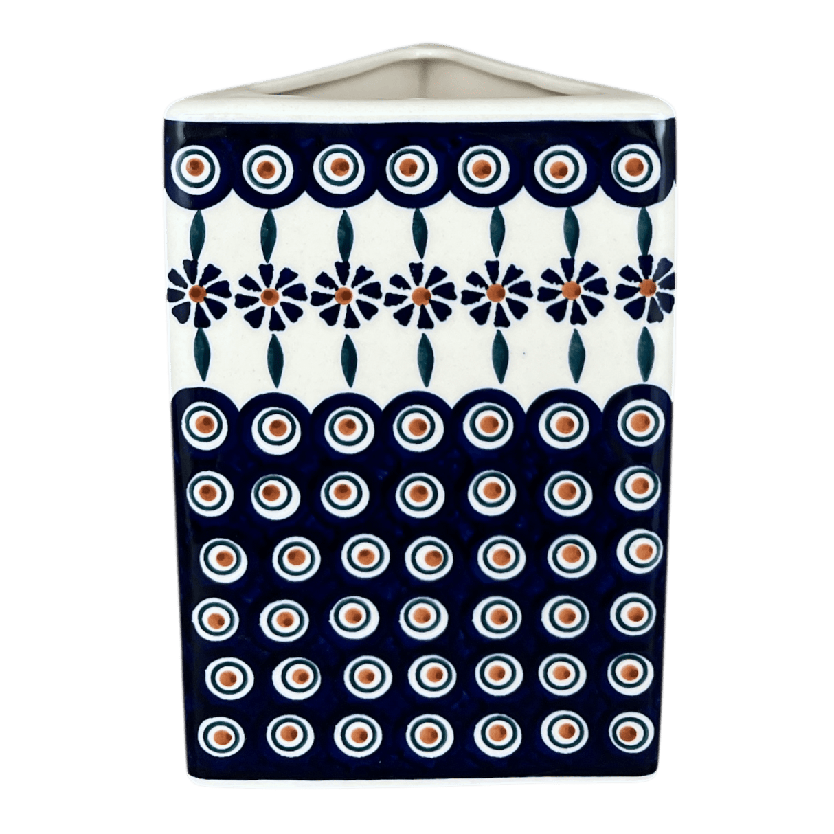 Vase, Triangular, 8" x 4.75" in "Floral Peacock" by Manufaktura | W027T-54KK