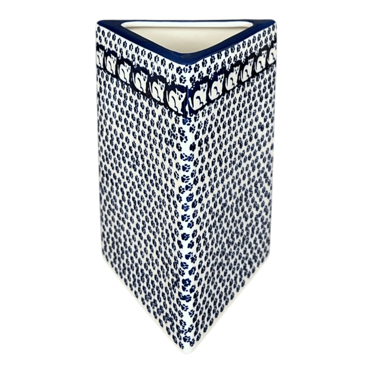 Vase, Triangular, 8" x 4.75" in "Kitty Cat Path" by Manufaktura | W027T-KOT6