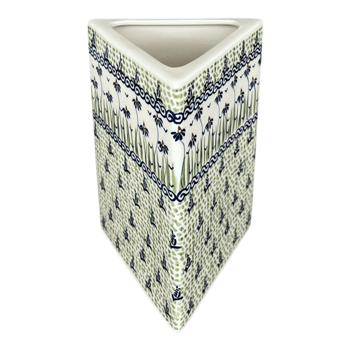 Vase, Triangular, 8" x 4.75" in "Riverbank" by Manufaktura | W027T-MC15