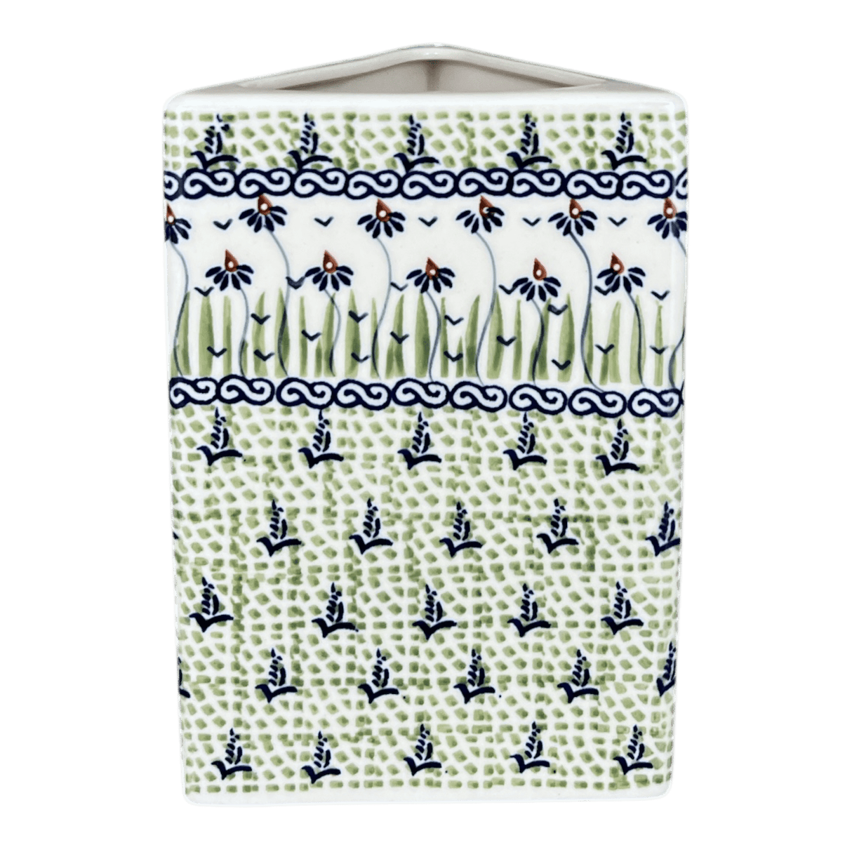 Vase, Triangular, 8" x 4.75" in "Riverbank" by Manufaktura | W027T-MC15