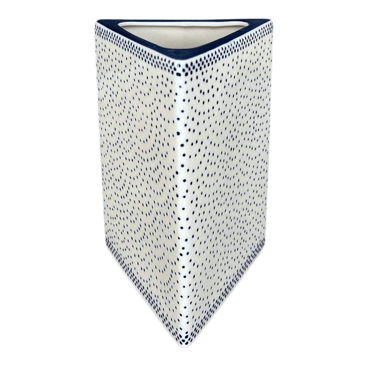 Vase, Triangular, 8" x 4.75" in "Misty Blue" by Manufaktura | W027U-61A