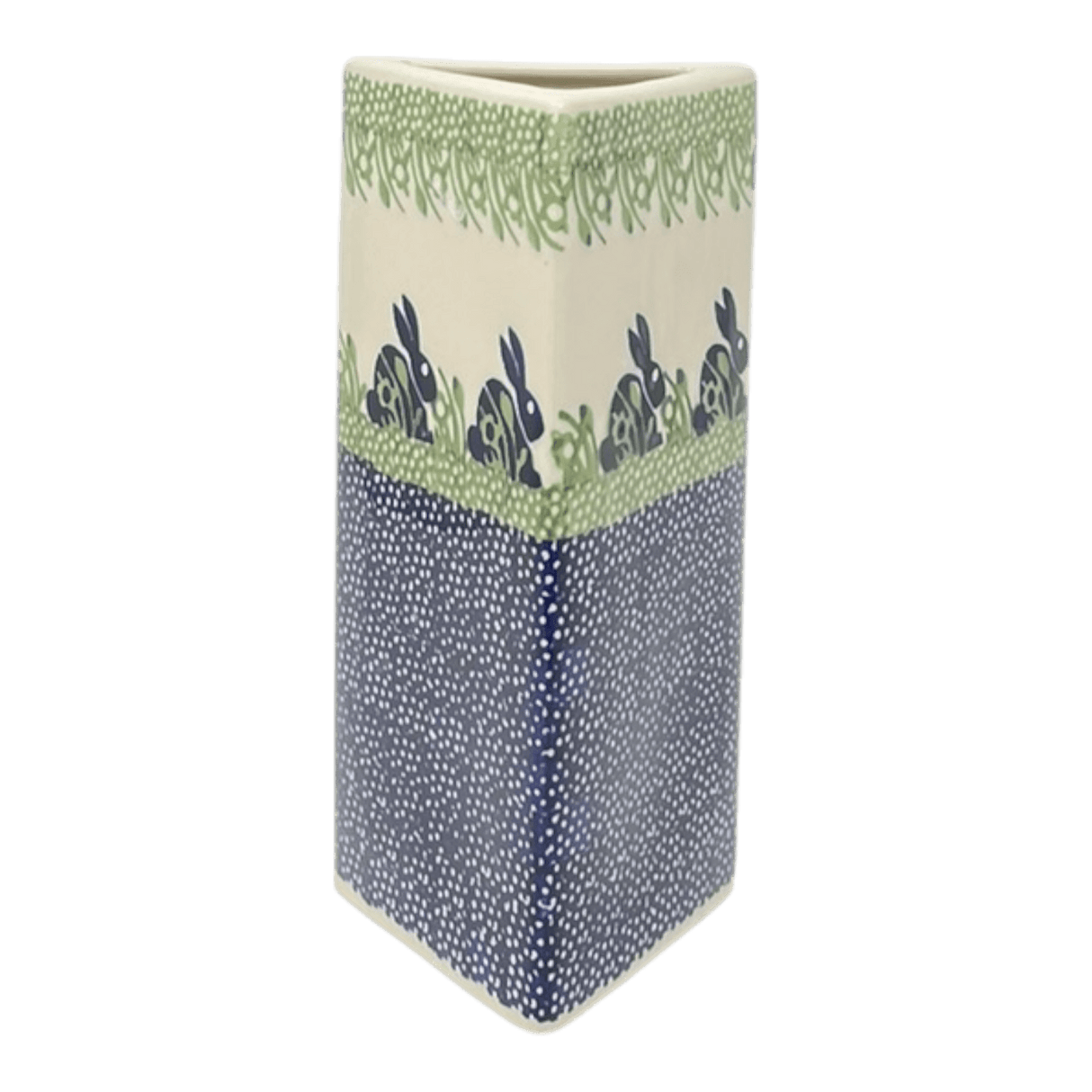 Vase, Triangular, Medium 8" x 3.25" in "Bunny Love" by Manufaktura | W028T-P324