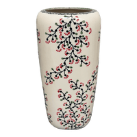 A picture of a Polish Pottery 11.75" Tall Vase (Cherry Blossoms) | W044S-DPGJ as shown at PolishPotteryOutlet.com/products/11-75-tall-vase-cherry-blossoms-w044s-dpgj