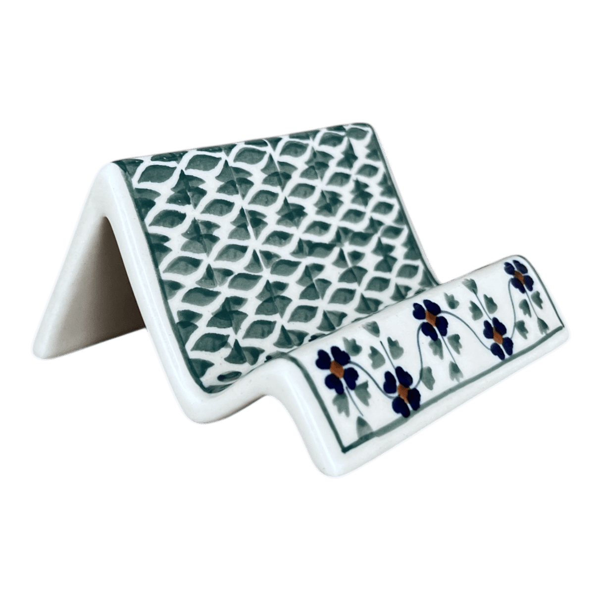 Stand, Card/Phone, 4" x 2" in "Woven Pansies" by Manufaktura | W049T-RV