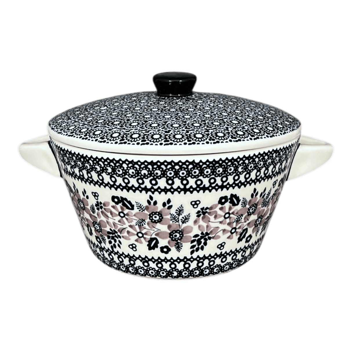 Soup Tureen, 1.25 Quart in "Duet in Black & Grey" by Manufaktura | W052S-DPSC