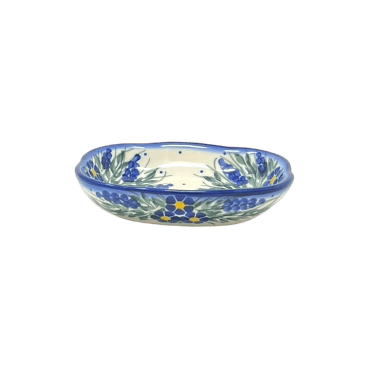 Dish, Cloud-Shaped, 4.75" x 3.5", WR (WR11A) in "Delphinium Spray" by W.R. Ceramika | WR11A-BW3