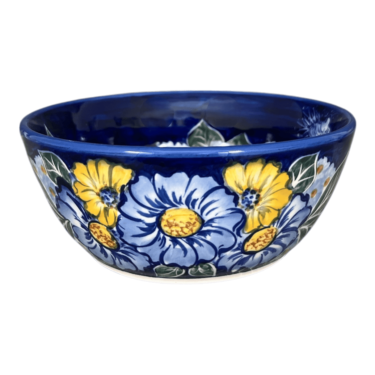 Bowl, Round, 7", WR (WR12C) in "Cobalt Blossoms" by W.R. Ceramika | WR12C-AB5