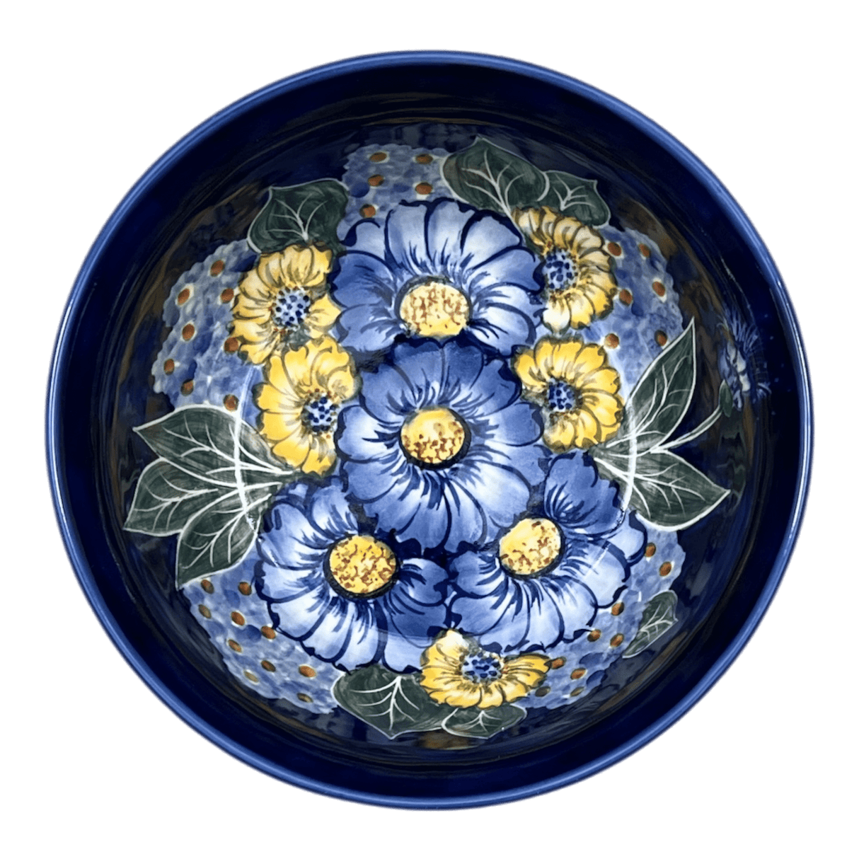 Bowl, Round, 7.75", WR (WR12D) in "Cobalt Blossoms" by W.R. Ceramika | WR12D-AB5