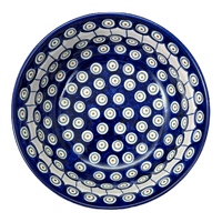 A picture of a Polish Pottery WR 7.75" W.R. Bowl (Peacock in Line) | WR12D-SM1 as shown at PolishPotteryOutlet.com/products/7-75-w-r-bowl-peacock-in-line-wr12d-sm1