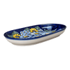 Polish Pottery 7" x 11" Oval Roaster (Cobalt Blossoms) | WR13B-AB5 at PolishPotteryOutlet.com