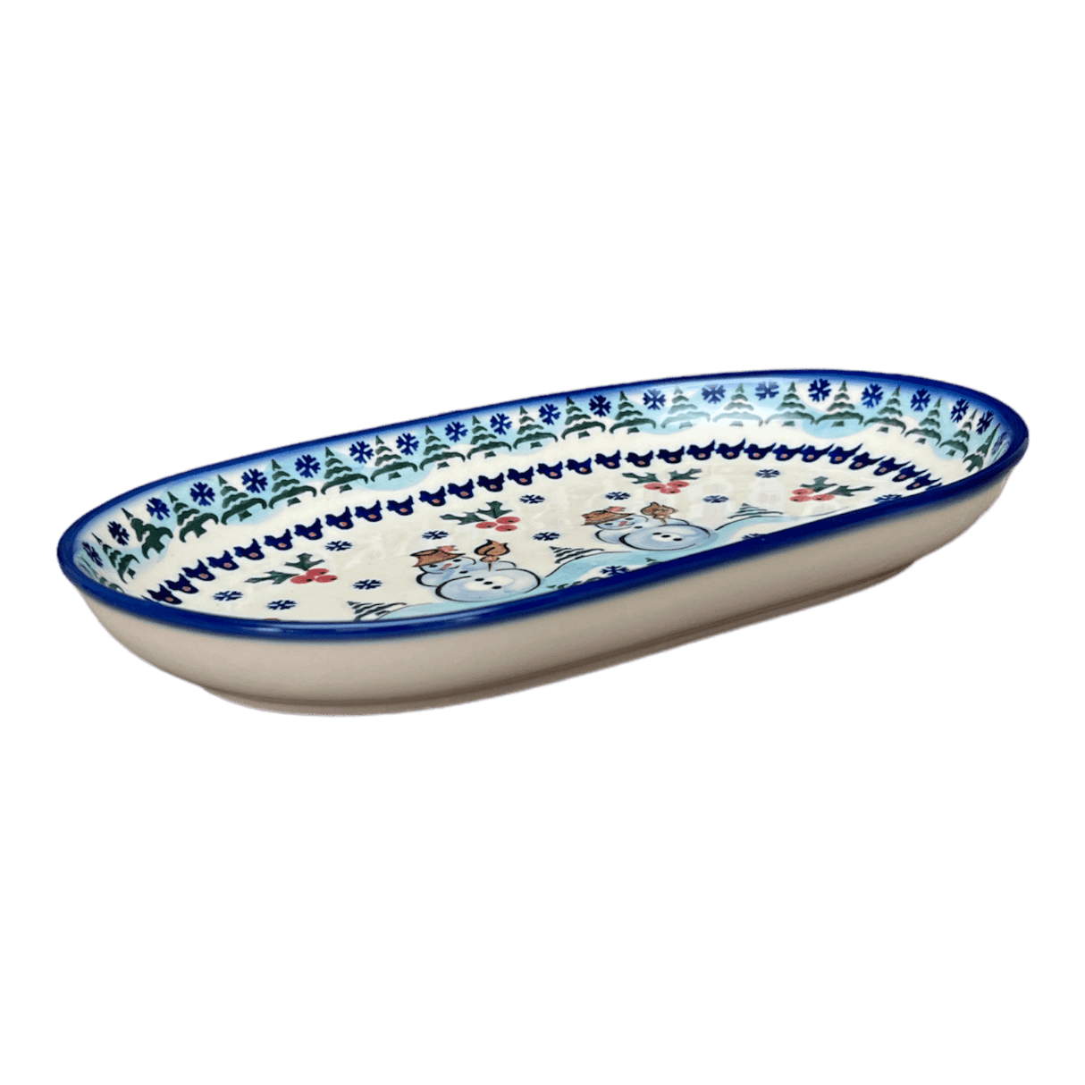Plate, Roaster, Oval, 7" x 11", WR (WR13B) in "Frosty & Friend" by W.R. Ceramika | WR13B-WR11