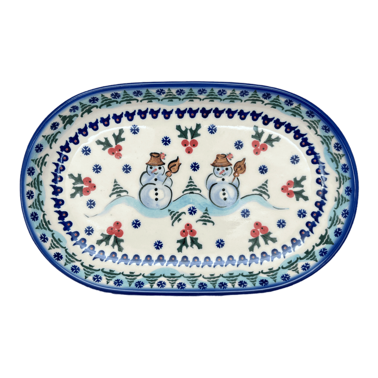 Plate, Roaster, Oval, 7" x 11", WR (WR13B) in "Frosty & Friend" by W.R. Ceramika | WR13B-WR11