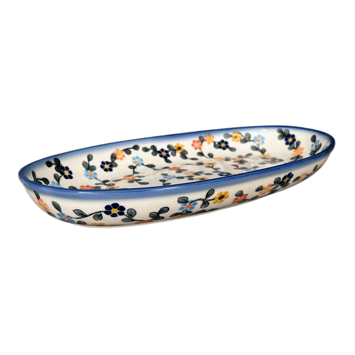Oval Dish, 8.5" x 13.75", WR (WR13E) in "Rainbow Shower" by W.R. Ceramika | WR13E-NP18