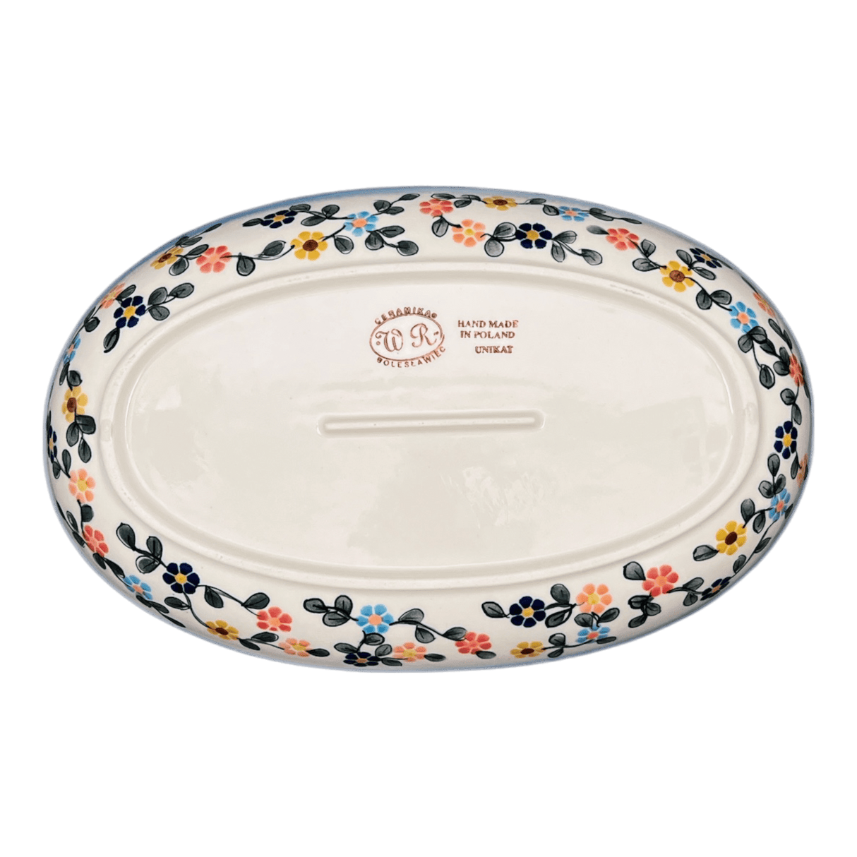 Oval Dish, 8.5" x 13.75", WR (WR13E) in "Rainbow Shower" by W.R. Ceramika | WR13E-NP18
