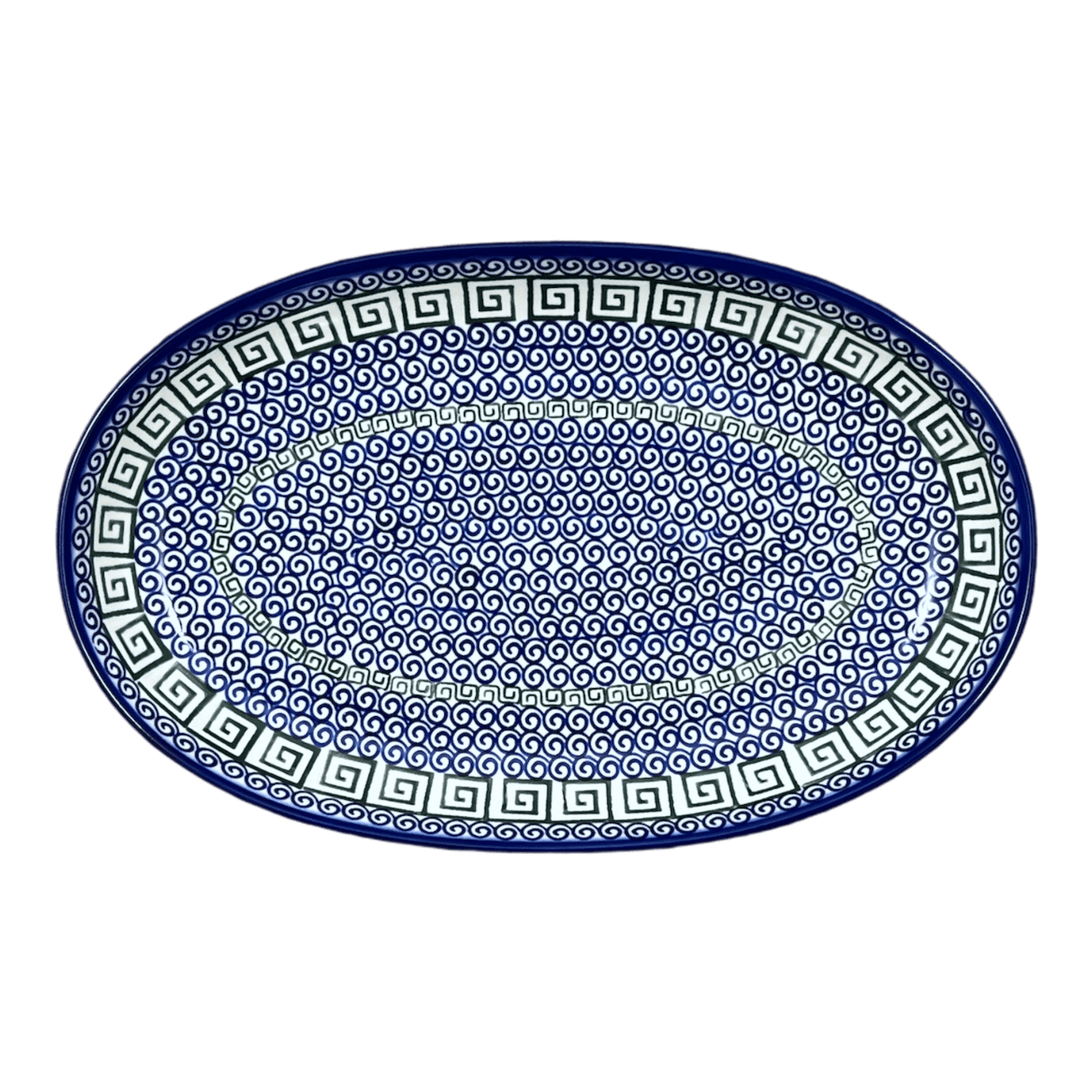 Oval Dish, 8.5" x 13.75", WR (WR13E) in "Greek Columns" by W.R. Ceramika | WR13E-NP20
