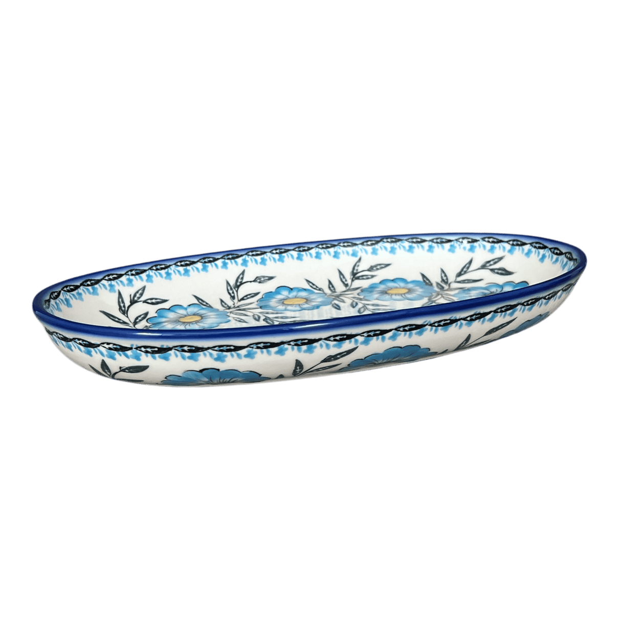 Oval Dish, 8.5" x 13.75", WR (WR13E) in "Baby Blue Bling" by W.R. Ceramika | WR13E-WR32