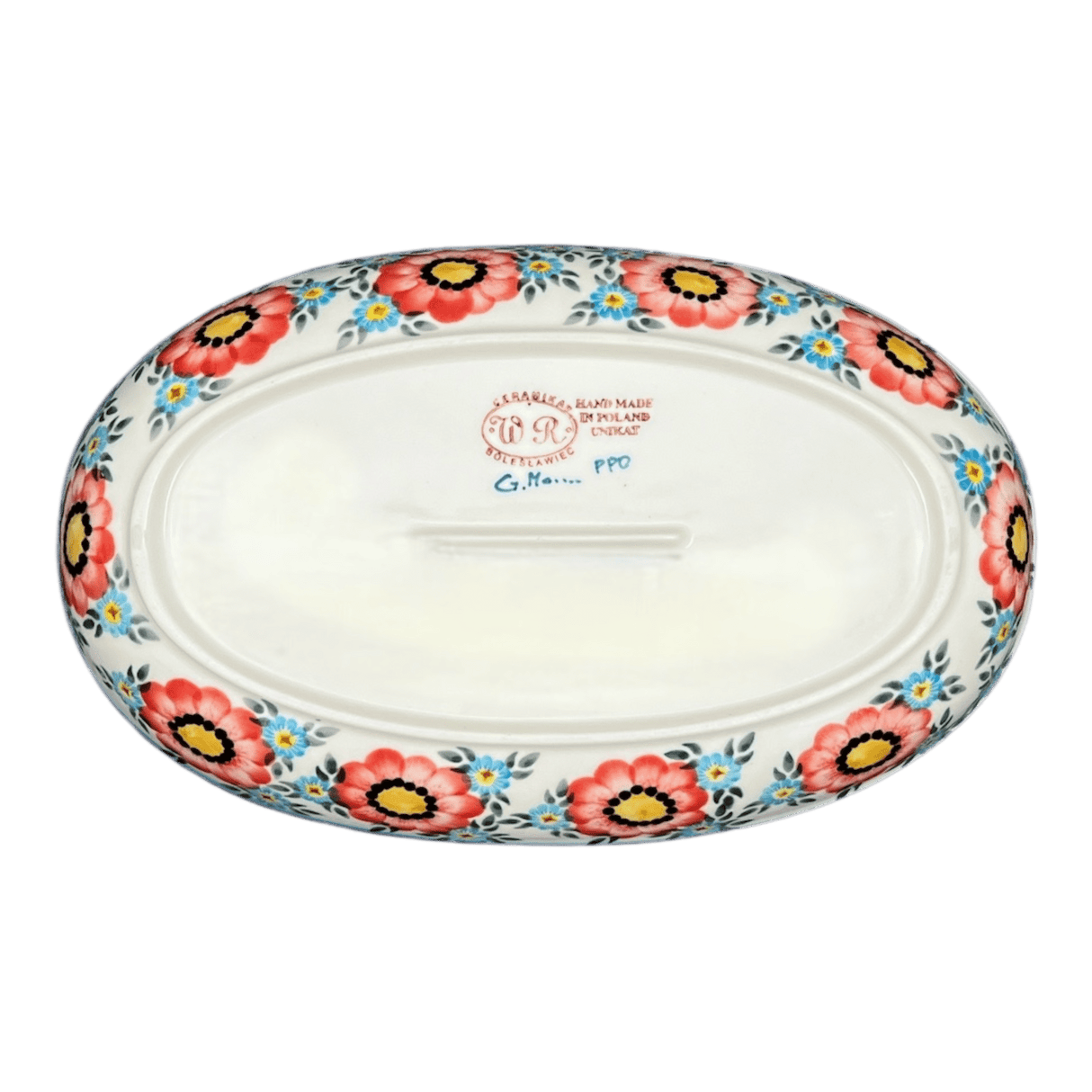 Oval Dish, 8.5" x 13.75", WR (WR13E) in "Cottage Garden" by W.R. Ceramika | WR13E-WR41