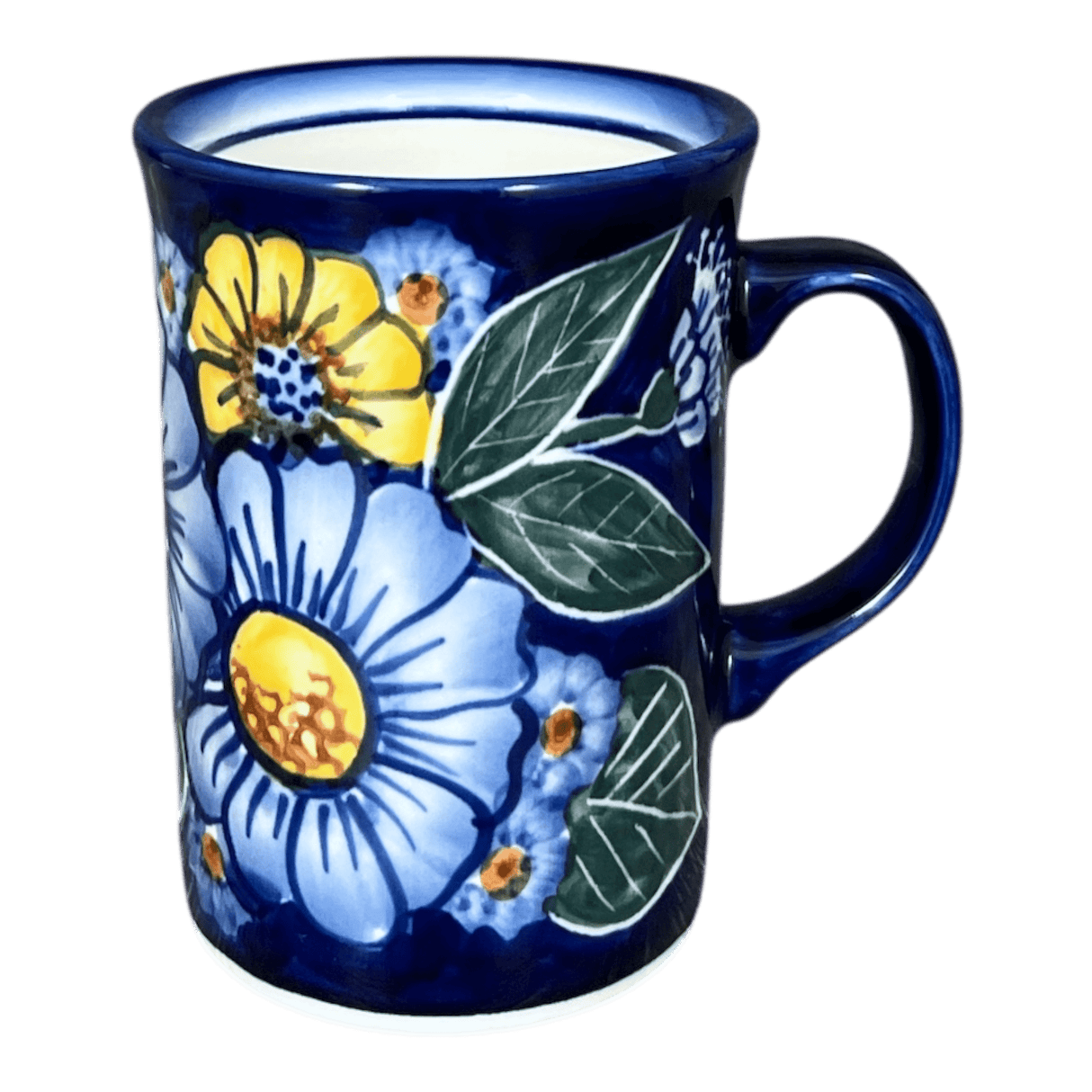 Mug, Straight Mug, 8 oz, WR (WR14A) in "Cobalt Blossoms" by W.R. Ceramika | WR14A-AB5