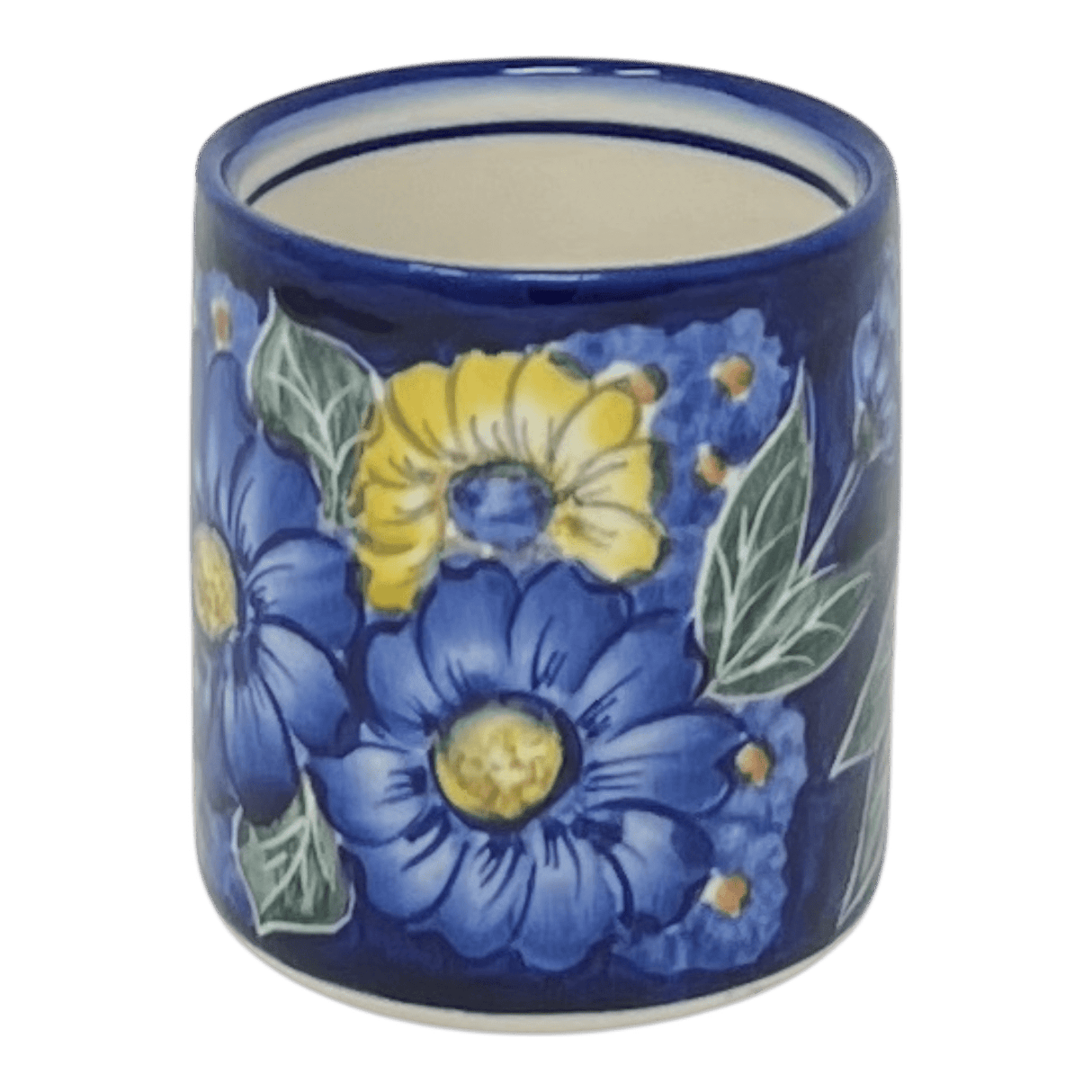 Tumbler, Short, 12 oz, WR (WR14J) in "Cobalt Blossoms" by W.R. Ceramika | WR14J-AB5