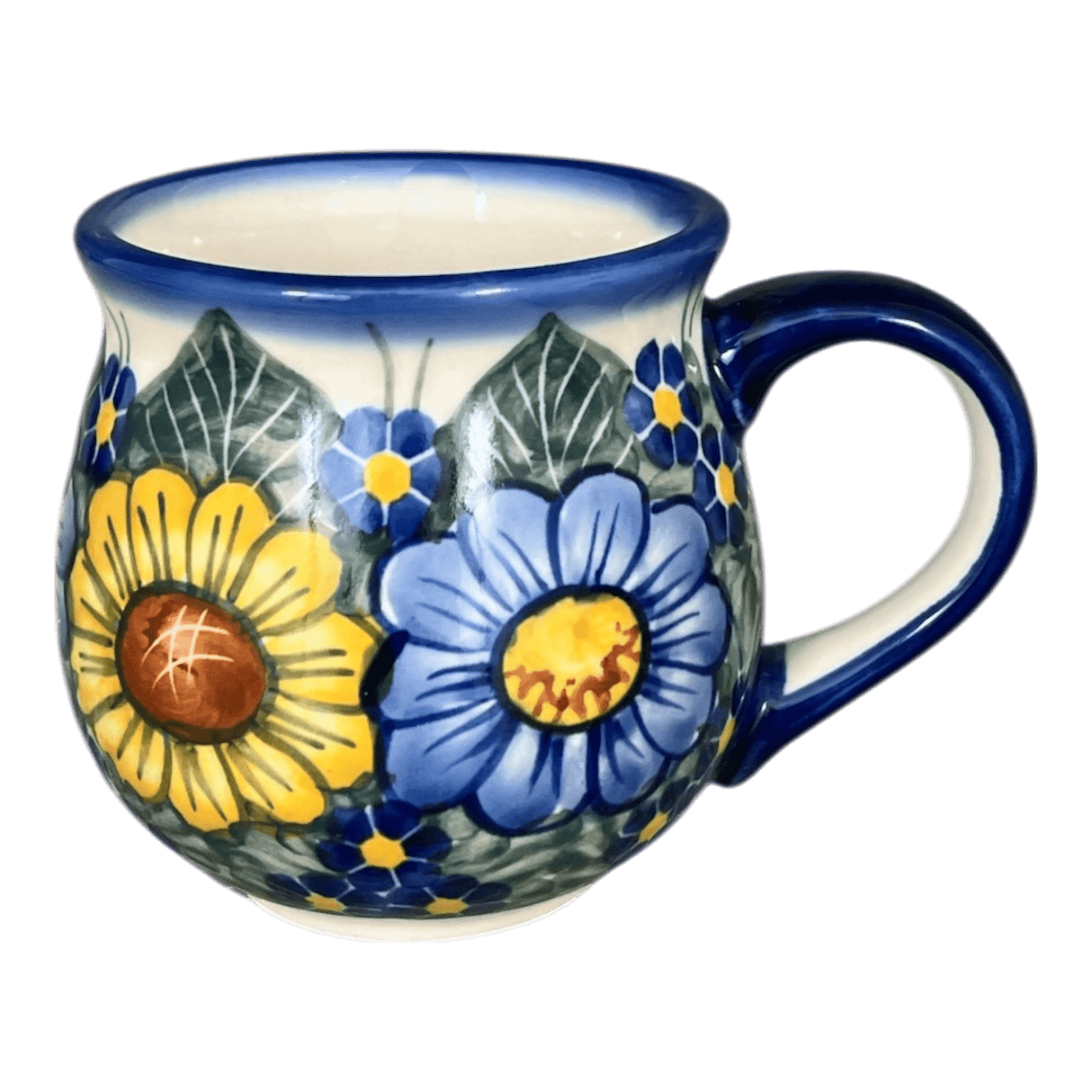 Mug, Belly Mug, 10 oz. Medium, WR (WR14T) in "Bed of Blossoms" by W.R. Ceramika | WR14T-KG2