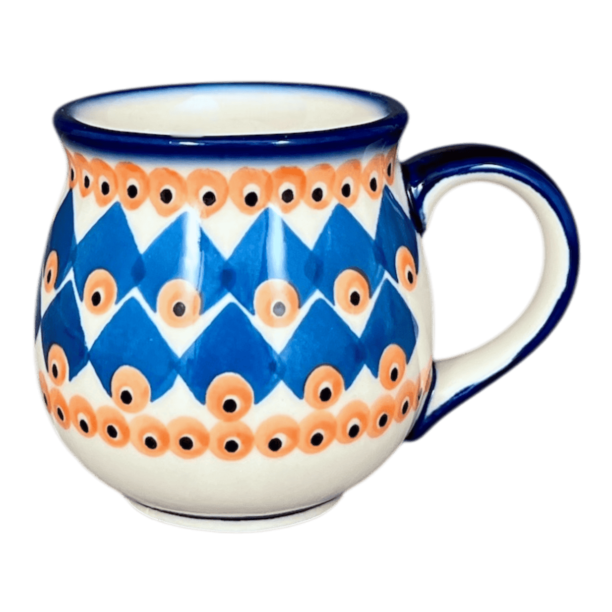 Mug, Belly Mug, 10 oz. Medium, WR (WR14T) in "Turquoise Diamond" by W.R. Ceramika | WR14T-NP16