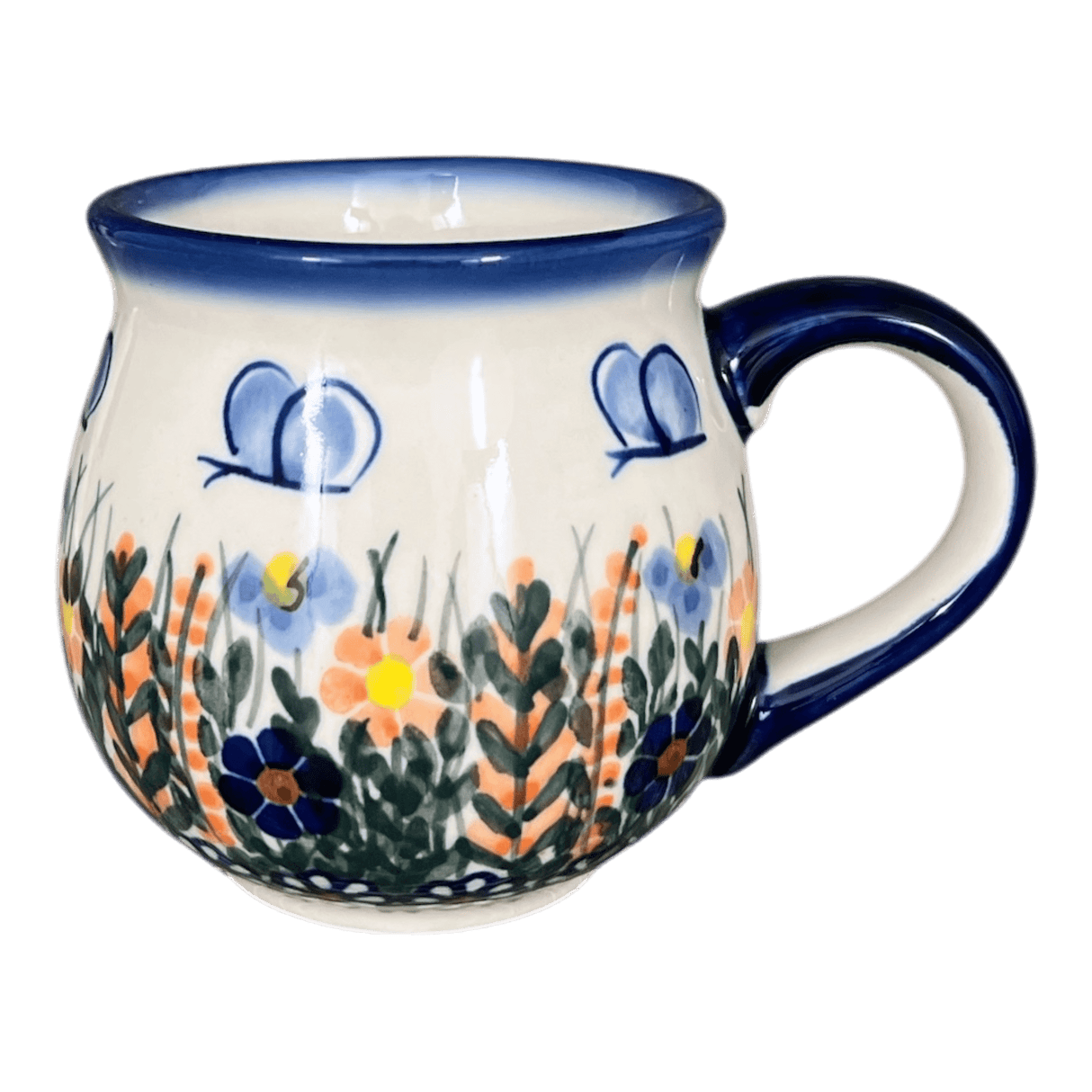 Mug, Belly Mug, 10 oz. Medium, WR (WR14T) in "Butterfly Delight" by W.R. Ceramika | WR14T-PP2