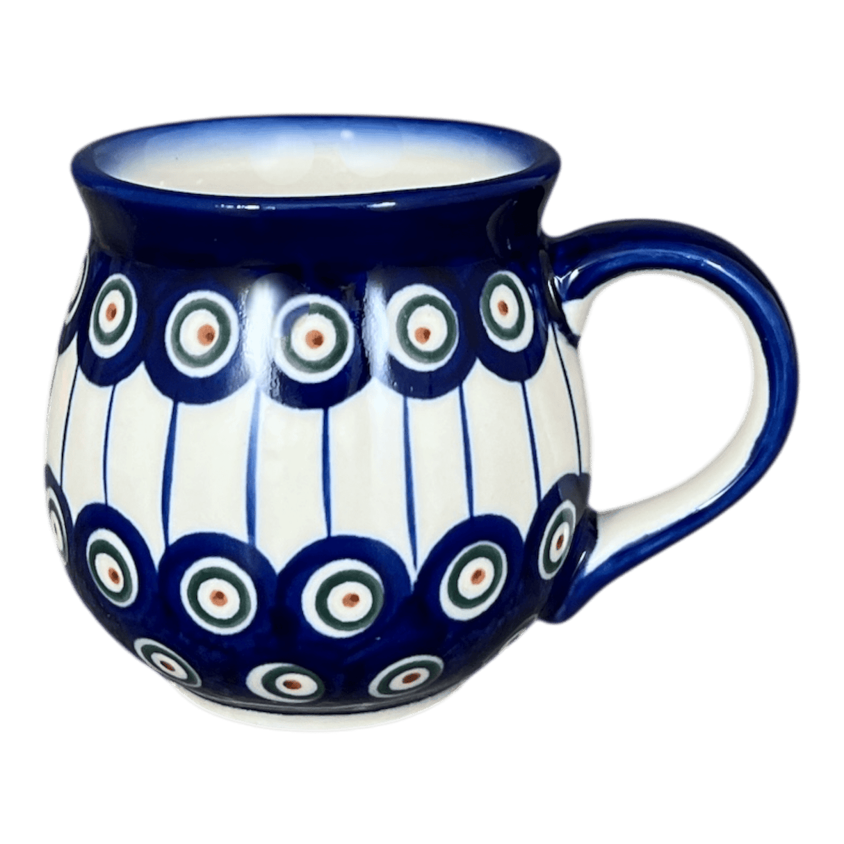 Mug, Belly Mug, 10 oz. Medium, WR (WR14T) in "Peacock in Line" by W.R. Ceramika | WR14T-SM1