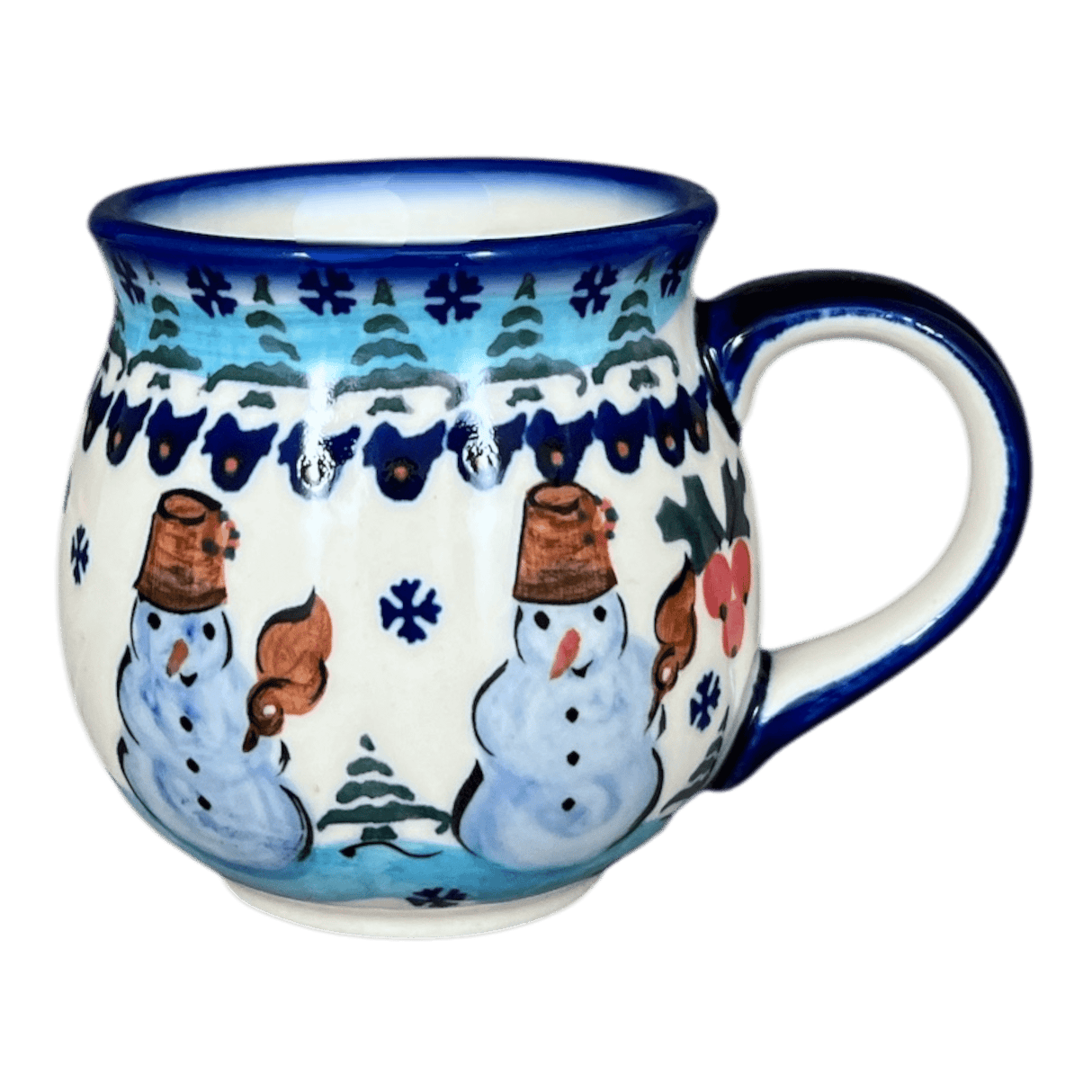 Mug, Belly Mug, 10 oz. Medium, WR (WR14T) in "Frosty & Friend" by W.R. Ceramika | WR14T-WR11