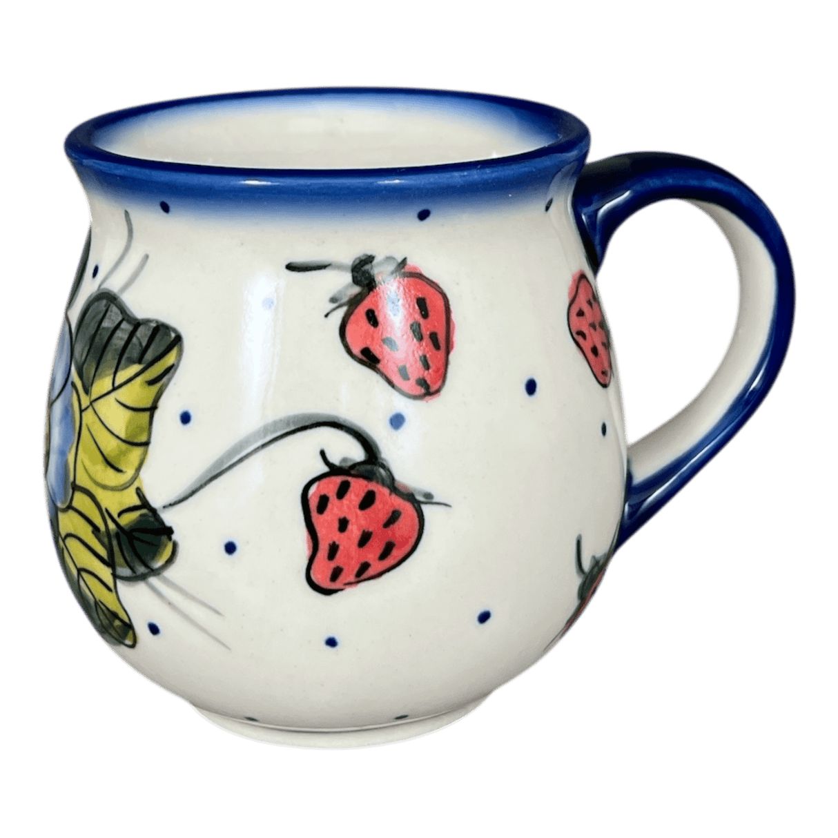 Mug, Belly Mug, 10 oz. Medium, WR (WR14T) in "Strawberries & Blossoms" by W.R. Ceramika | WR14T-WR2