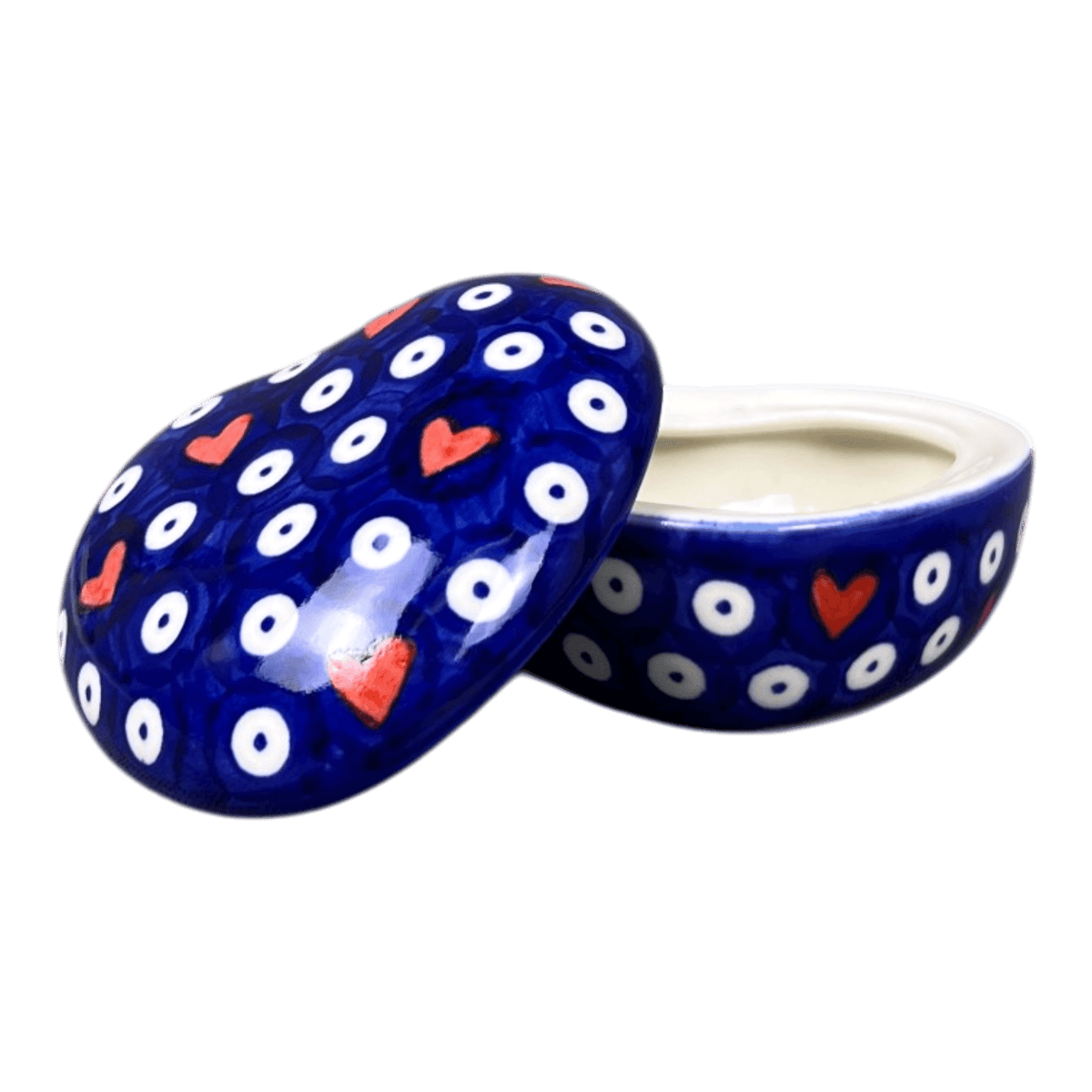 Heart Box, 3.5", WR (WR21A) in "Hearts & Dots" by W.R. Ceramika | WR21A-SMA2