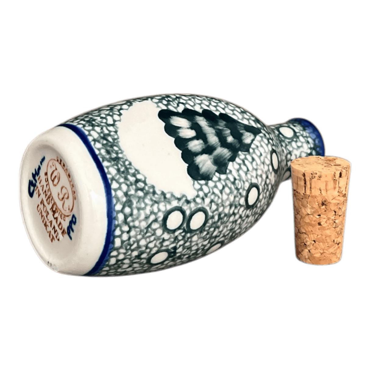 Bottle, with Cork, Small, 6.5 oz, WR (WR2F) in "Winter Cabin" by W.R. Ceramika | WR2F-AB1