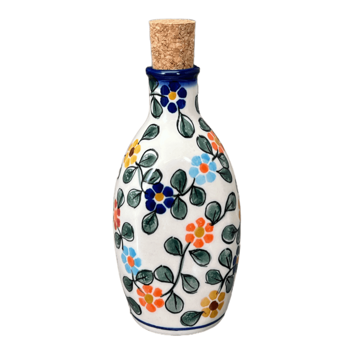 Bottle, with Cork, Small, 6.5 oz, WR (WR2F) in "Rainbow Shower" by W.R. Ceramika | WR2F-NP18