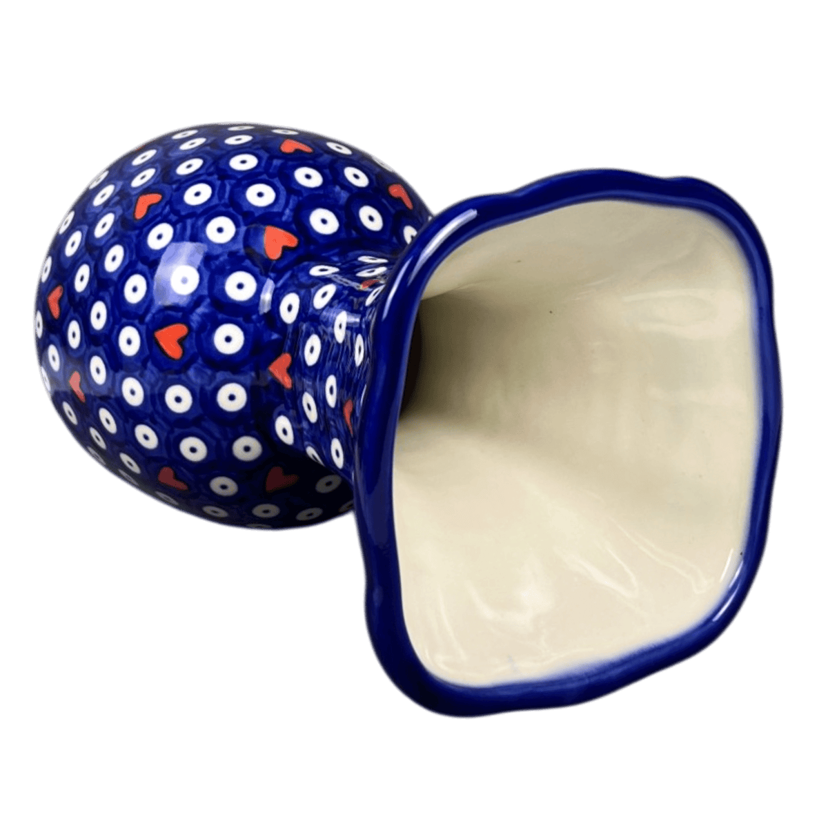 Vase, Fluted, 8.25", WR (WR301) in "Hearts & Dots" by W.R. Ceramika | WR301-SMA2