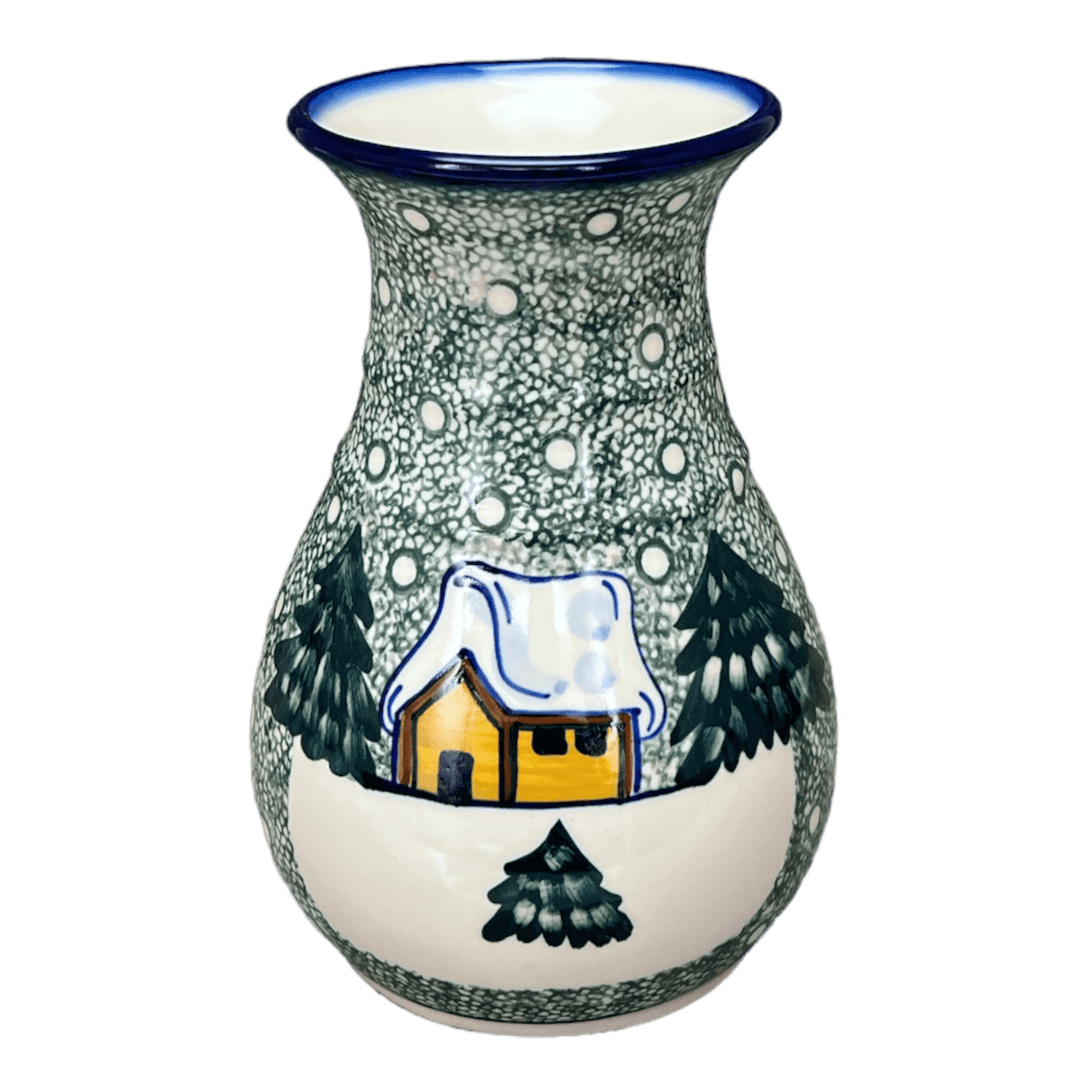 Vase, Tall, 8.5", WR (WR30D) in "Winter Cabin" by W.R. Ceramika | WR30D-AB1
