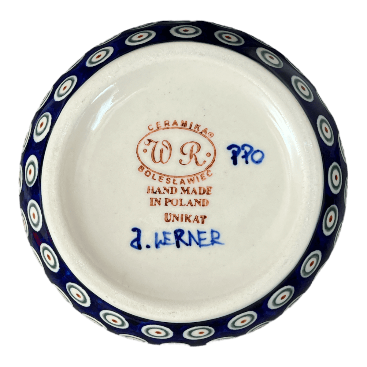 Vase, 8.5", WR (WR30D) in "Peacock in Line" by W.R. Ceramika | WR30D-SM1