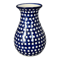 A picture of a Polish Pottery 8.5" Tall Vase (Dot to Dot) | WR30D-SM2 as shown at PolishPotteryOutlet.com/products/8-5-tall-vase-dot-to-dot-wr30d-sm2