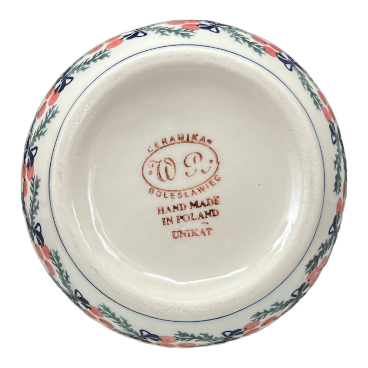 Vase, Tall, 8.5", WR (WR30D) in "Bows in Snow" by W.R. Ceramika | WR30D-WR15